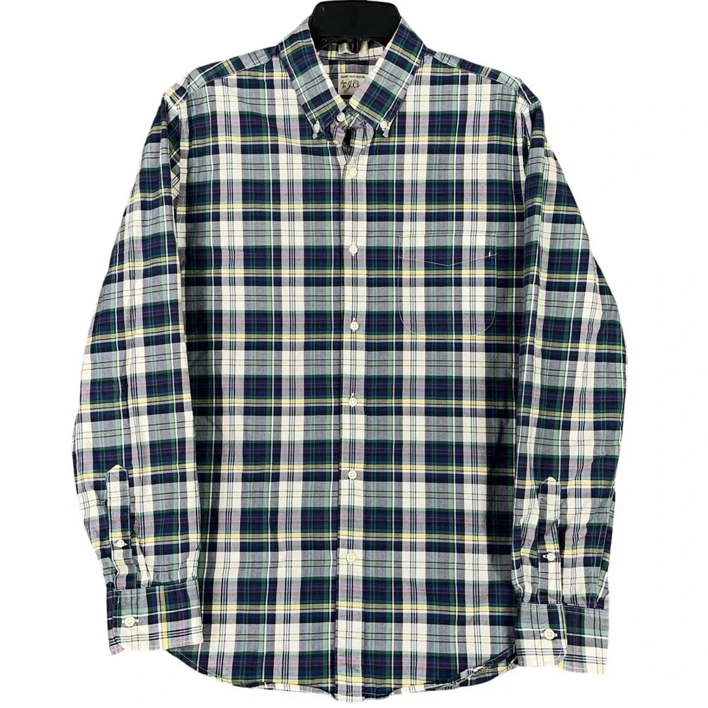 J.‎ Crew Shirt Mens M Classic Fit Plaid Secret Wash Shirting 100s 2-Ply Yarns